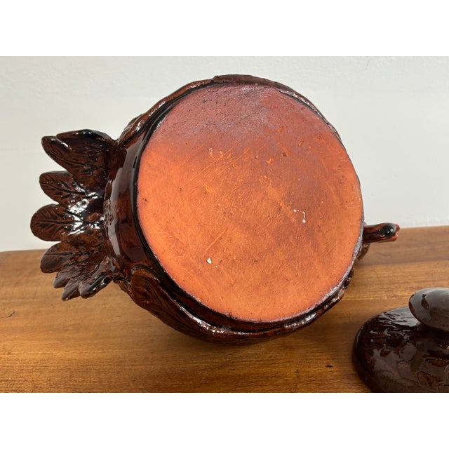 Late 20th Century Folk Art Pottery Chicken Canister With Lid For Sale - Image 10 of 11