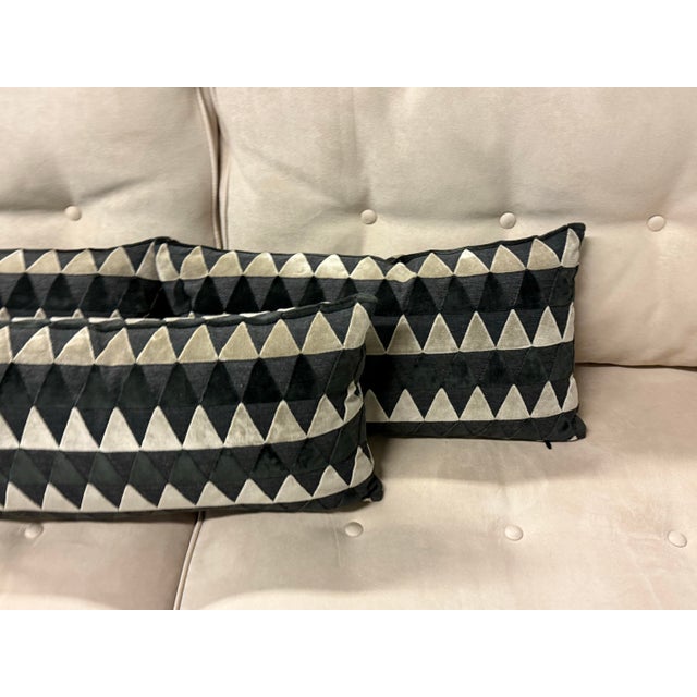 Bespoke Geometric Velvet Lumbar Pillows, Set of Three For Sale - Image 11 of 12