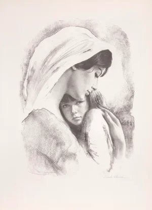 Mother and Child, Sandu Liberman Lithograph, Signed in Pencil