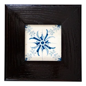Antique 17th-Century Dutch Delft Framed Floral Aigrette Tile
