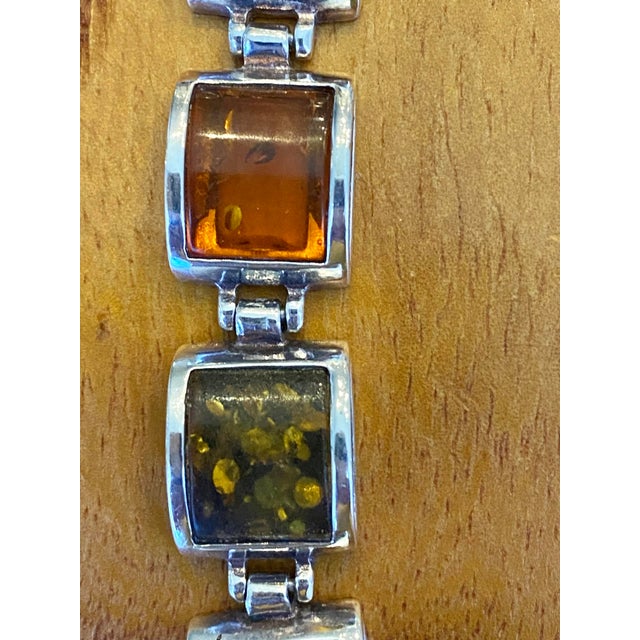Multiple Hues of Amber + Sterling Silver Link Bracelet For Sale - Image 9 of 12