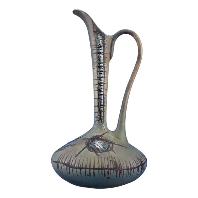 Futurist Acid-Etched Ceramic Jug Vase by Bruno Baratti, 1940s For Sale