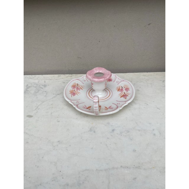 French Country French Faience Quimper Candelstick Circa 1950 For Sale - Image 3 of 5