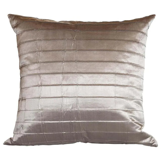 This gorgeous pair of pillows were newly fabricated in antique silver silk with a stunning sheen. They feature recurring...