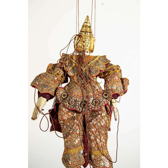 1950s Asian Handcrafted Wood Burmese String Opera Marionette Wall Decor For Sale - Image 15 of 17
