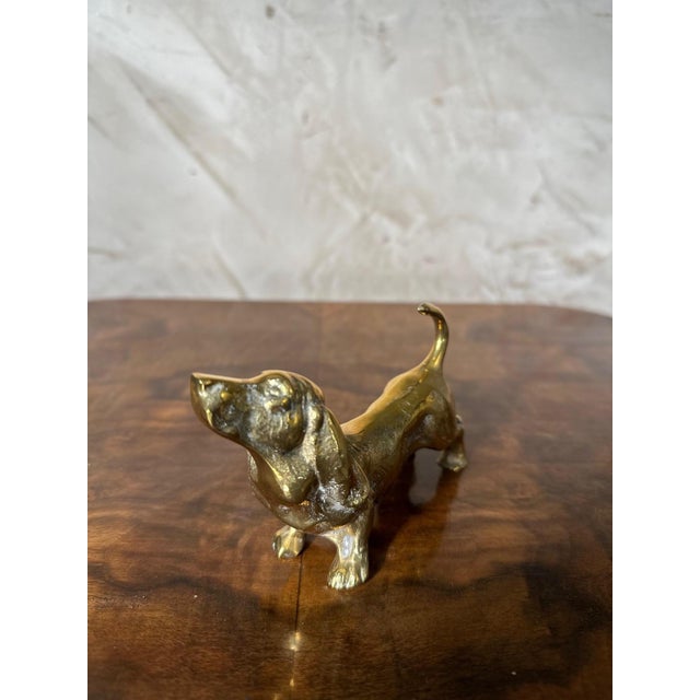 Metal Vintage Basset Hound in Brass, 1960s For Sale - Image 7 of 11