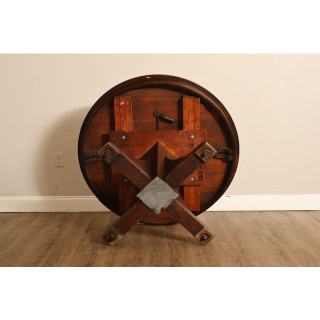Antique Stickley Brothers 48" Round Oak Dining Table w/2 leaves For Sale - Image 17 of 18
