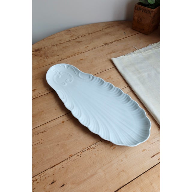 Ceramic Large Vintage White Porcelain Seashell-Shaped Serving Platter, 1960s For Sale - Image 7 of 7