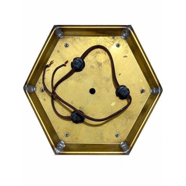 Modern Vintage Octagonal Brass Beveled Glass Ceiling Light Flush Mount For Sale - Image 3 of 6