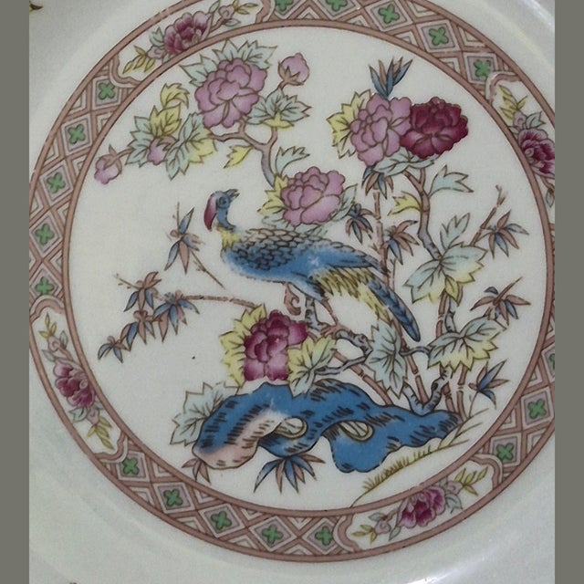 Late 20th Century Vintage Table Tops Unlimited Four Dessert Plates Asian Chinoiserie Bird Floral Pattern - Set of 4 For Sale - Image 5 of 7