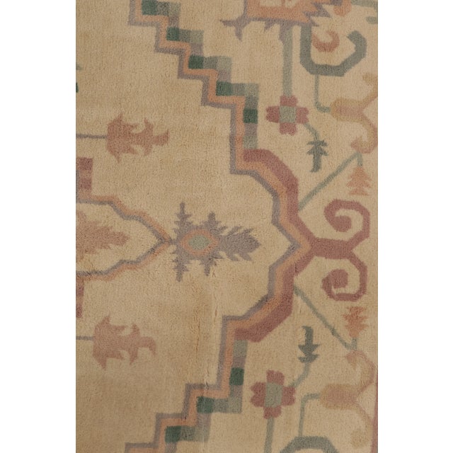 Rug & Kilim’s Persian Serapi Style Rug in Beige With Blue Medallion Pattern For Sale In New York - Image 6 of 8