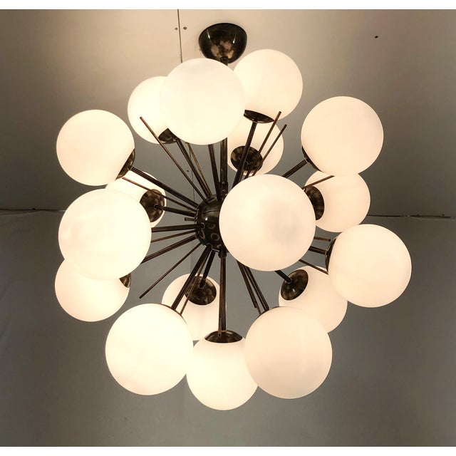 21st Century Diciotto Bronze Matte White Murano Sputnik Chandelier by Fabio LTD For Sale - Image 6 of 7
