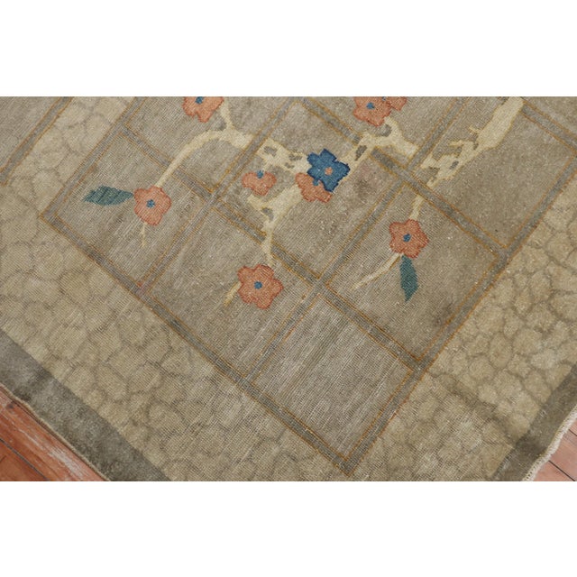 Early 20th Century Zabihi Collection Tranquil Gray Chinese Floral Rug - 6'2" x 9'6" For Sale - Image 9 of 11