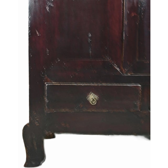Brown Dark Brown Chinese Antique Cabinet – 56 Inches Tall For Sale - Image 8 of 12