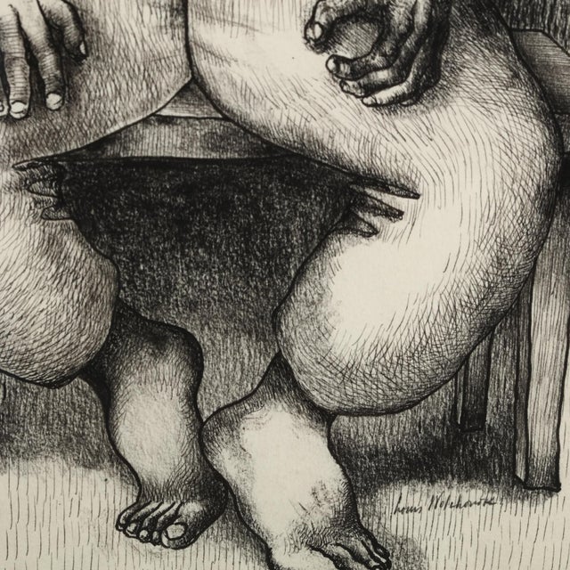 Louis Wolchonok (American, 1898-1973) drawing on paper, signed lower right; matted and presented in silver frame....