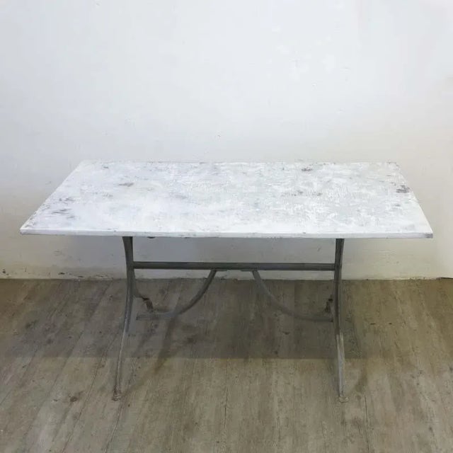 Industrial Metal & Wooden Dining Table, 1940s For Sale - Image 6 of 9