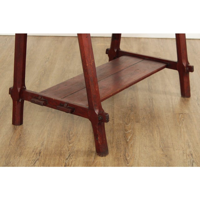 Wood Antique Arts & Crafts Two-Tier Library or Work Table For Sale - Image 7 of 13