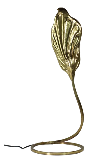 Italian Leaf Brass Table Lamp by Tommaso Barbi for Bottega Gadda, 1970