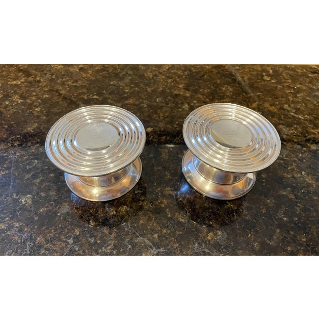 Metal Mid-Century Modern Sterling Silver Candle Holders - a Pair For Sale - Image 7 of 11