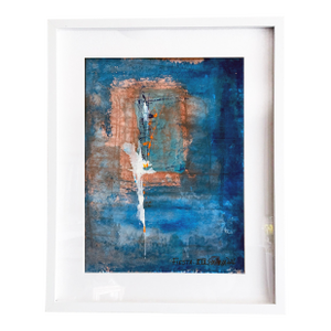 Fiesta. XIX White Framed Surreal Neon Orange/Blue Painting