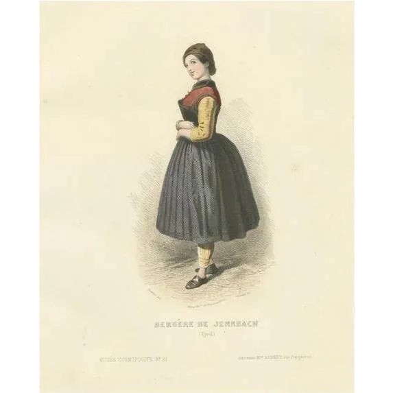 Compte-Calix, Tyrolean Shepherdess, Jenbach, Austria, 1853, Hand-Colored Print For Sale - Image 10 of 10