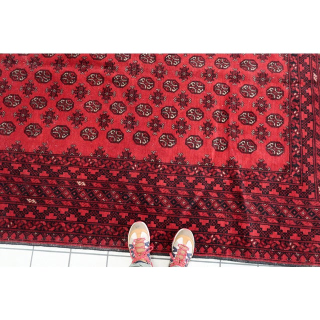 Burgundy 1920s, Antique Afghan Ersari Handmade Rug 6.8' X 9.4' For Sale - Image 8 of 18