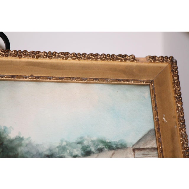 Stunning Original Old Watercolor, Gilt Frame, Nails and 1916 Newspaper For Sale - Image 11 of 13