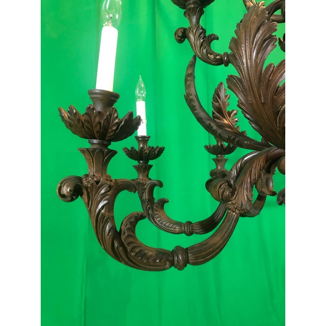 Wood Vintage Italian Hand Carved 2 Tier Chandelier With 12 Lights For Sale - Image 7 of 13