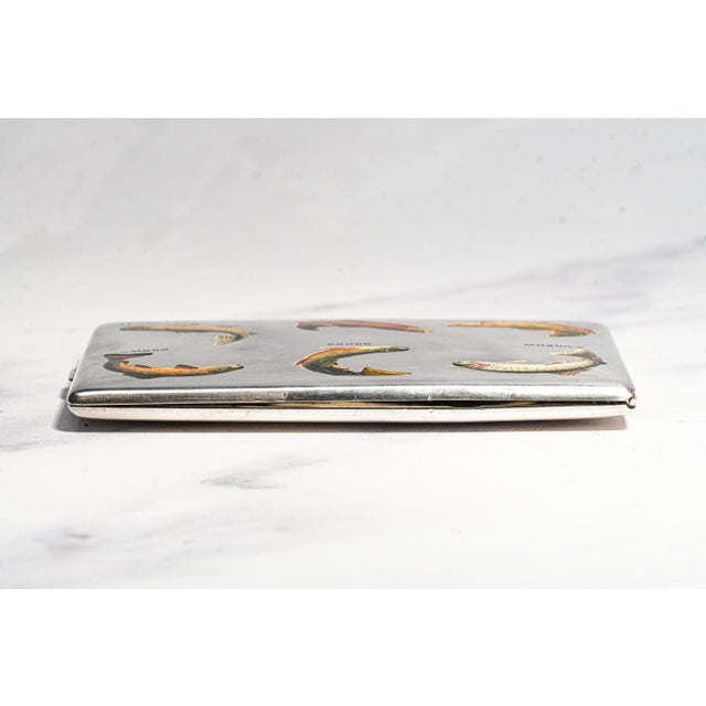 Amazing Antique Sterling Silver Hand Painted Enamel Fishing Fish Trout Cigarette Case Holder Sporting Art Deco Luxury Style For Sale - Image 17 of 18