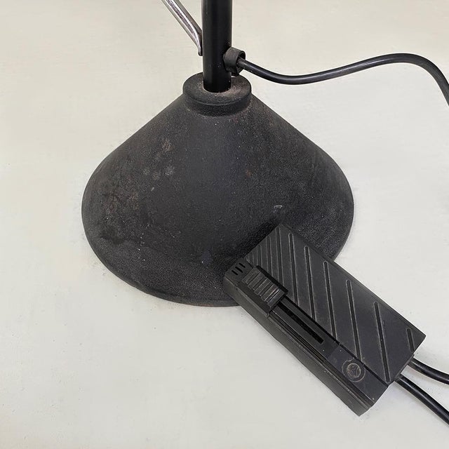 Italian Post Modern Black Metal and Steel Floor Halogen Floor Lamp, 1980s For Sale - Image 10 of 14
