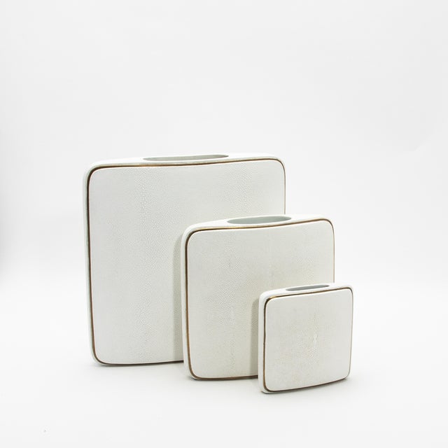 Metal Shagreen Vase With Brass Details by R&y Augousti For Sale - Image 7 of 10