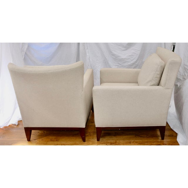 Sherrill Furniture Modern Arm Chairs in Natural Belgian Linen - A Pair