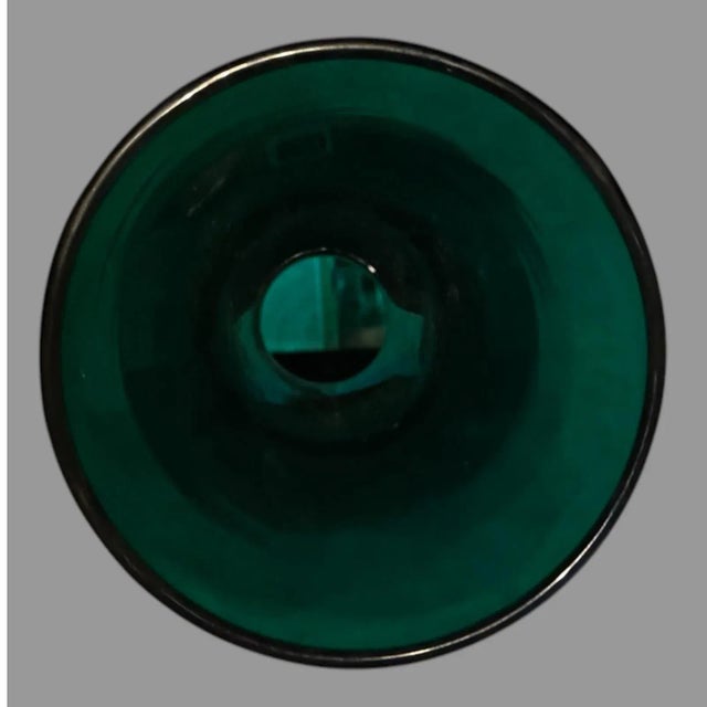 Glass Vintage Blenko Handmade Emerald Colored Mid-Century Modern Art Glass Vase For Sale - Image 7 of 9