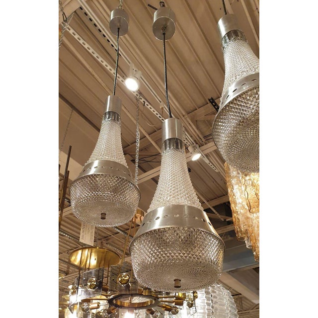 1970s Italian Glass Pendant Ceiling Lights - A Pair For Sale - Image 4 of 10