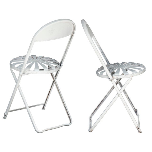Antique Francois Carre Sunburst Folding Garden Chairs, 2 Pieces For Sale In Los Angeles - Image 6 of 18