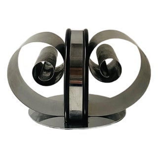 Machine‑Age Art Deco Period Chrome Bookend, Dual Support for Books, 1930s For Sale