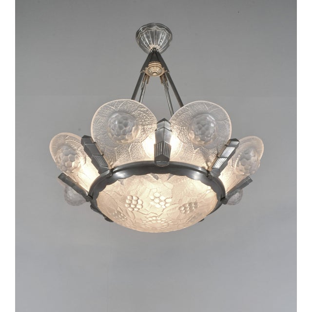 Silver French Art Deco Chandelier by Simonet Freres - 1930 France For Sale - Image 8 of 14