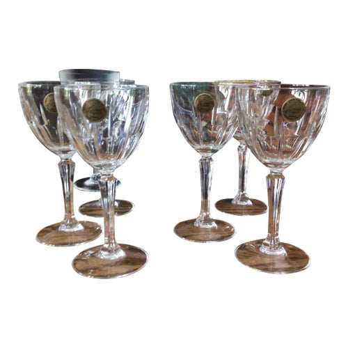 Vintage French Cristal D’ Argues 6 Ounce Wine Glasses - Set of 6