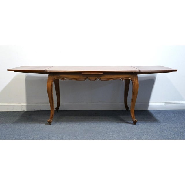 French Provincial High End Vintage Country French Provincial Cherry Basketweave Parquetry 89" Refectory Dining Table For Sale - Image 3 of 9