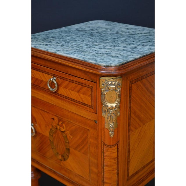 Antique Marble Topped and Satinwood Bedside Tables, 1900, Set of 2 For Sale - Image 4 of 17