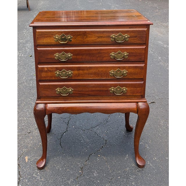Vinage Solid Cherry Queen Anne Style Silverware Chest For Sale - Image 4 of 12