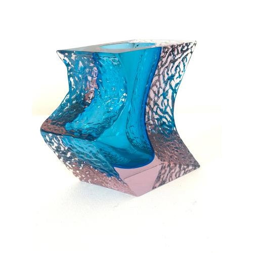 Murano Glass Sculptural Vase in Light Blue and Purple from Alessandro Mandruzzato, 1960s For Sale - Image 3 of 12