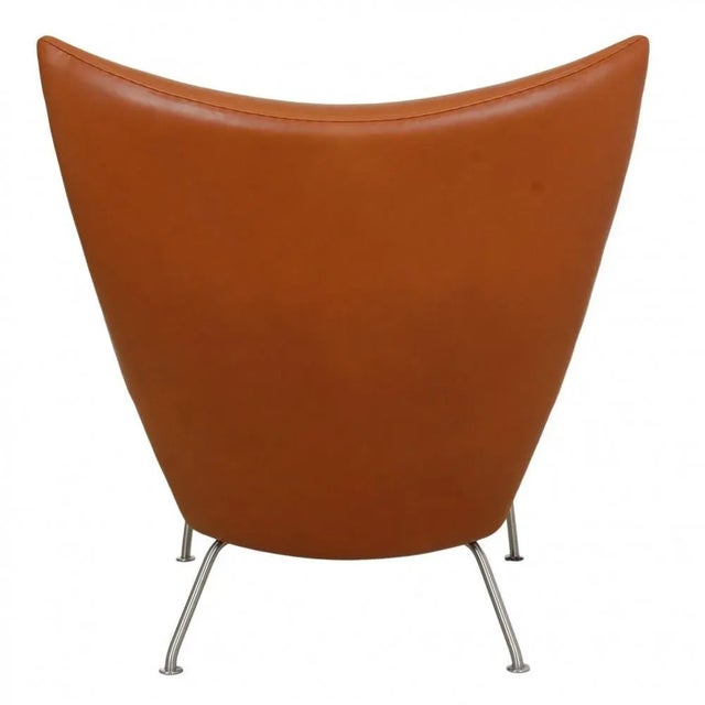 Carl Hansen & Søn Walnut Anilin Leather Wingchair by Hans J. Wegner for Carl Hansen & Søn, 1990s For Sale - Image 4 of 10