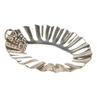 Embossed Silver Centerpiece Tray with Relief Decoration For Sale