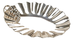 Embossed Silver Centerpiece Tray with Relief Decoration