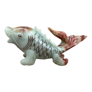 Carved Celadon Jade Koi Fish