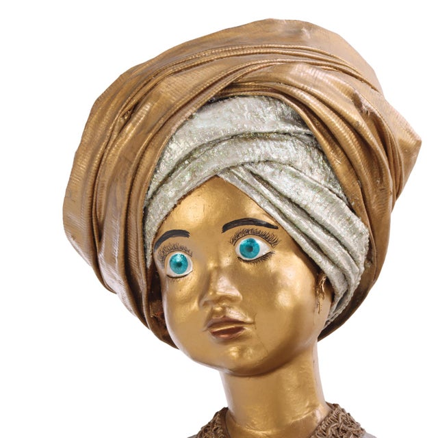 Late 20th Century Late 20th Century. Theatrical Papier-Mâché Figural Lamp Bearers, Continental - a Pair For Sale - Image 5 of 10