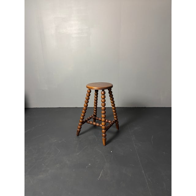 Mid-Century Brutalist Turned Wood Stool in the style of Charles Dudouyt, 1950s For Sale - Image 11 of 18