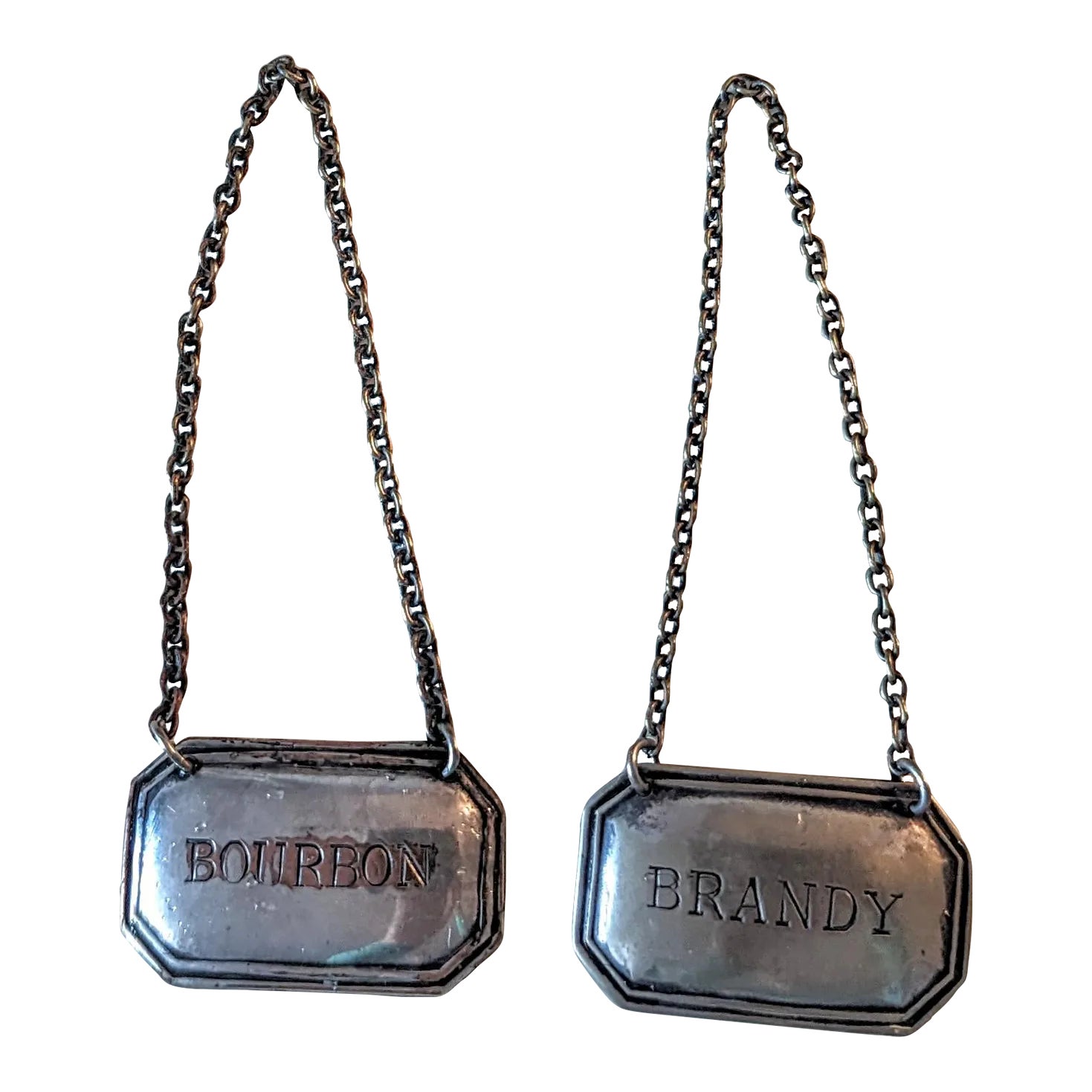 Vintage Decanter Labels- Set of 2 Bourbon & Brandy | Chairish