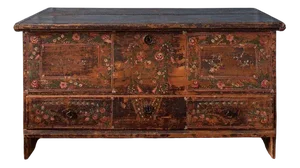 Alpine Painted Marriage Chest, 18th Century